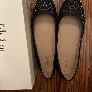 Style & Co Black Studded Ballet Flats